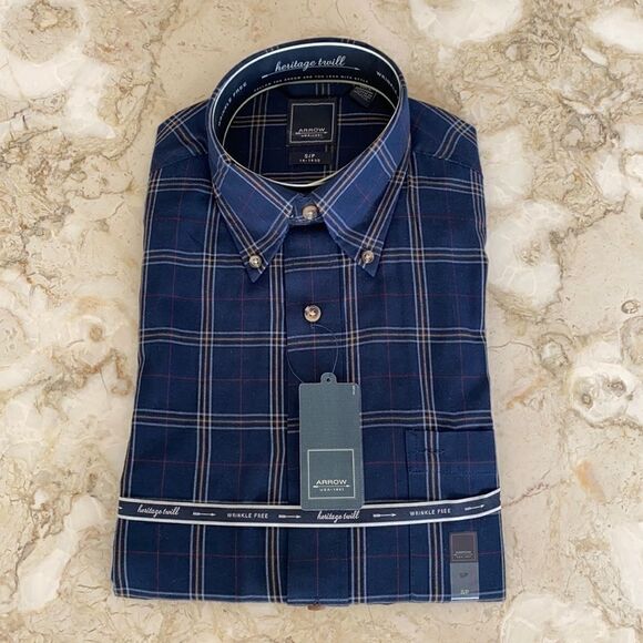 NWT Arrow Heritage Twill Plaid Button Down Shirt - Picture 1 of 5